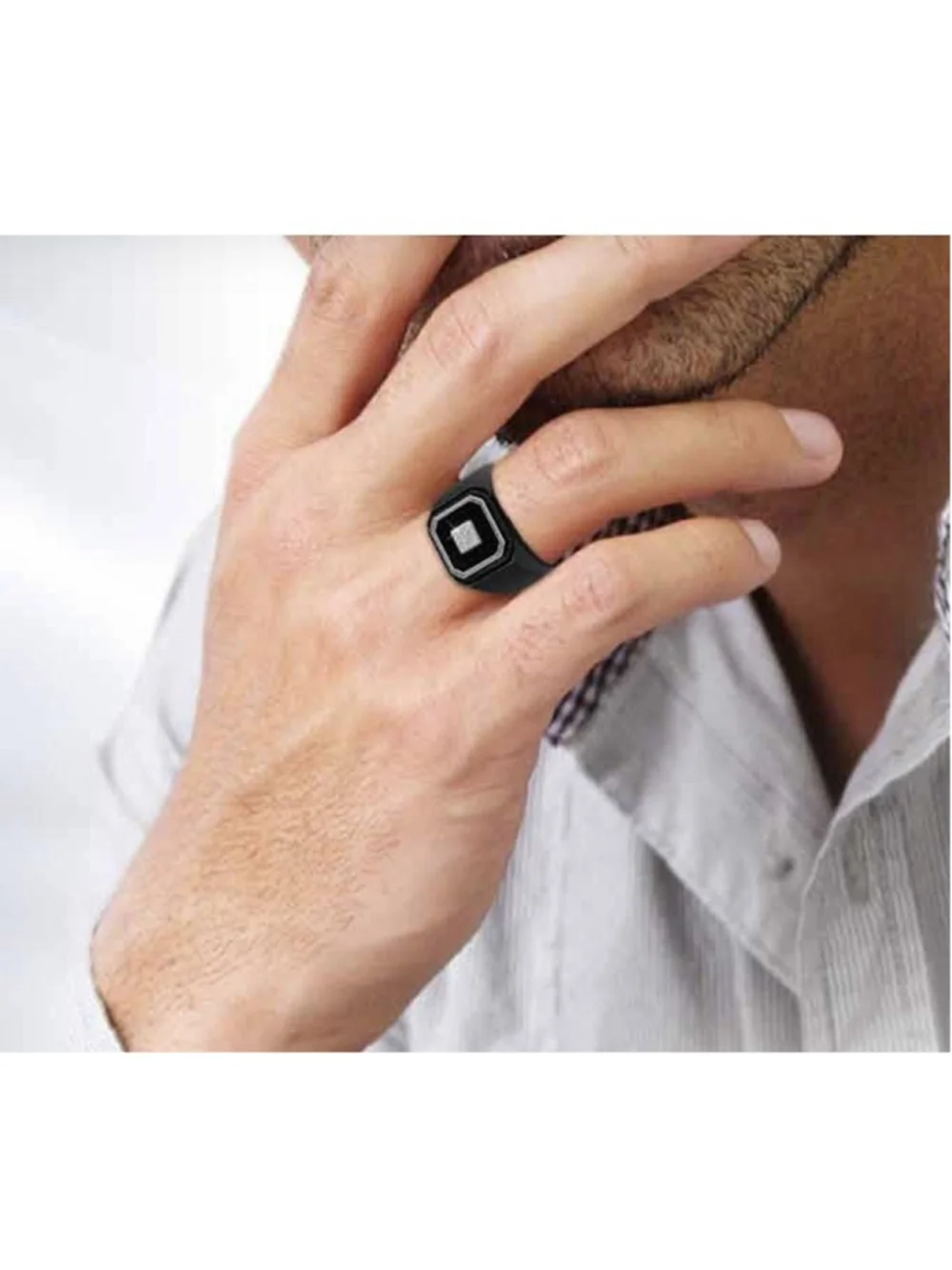 The Danbury Mint Black Ice Diamond Stainless Steel Personalized Men's Ring